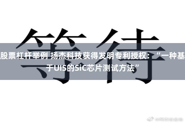 股票杠杆举例 扬杰科技获得发明专利授权:“一种基于UIS的SiC芯片测试方法”